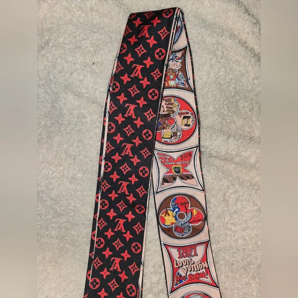 Silk Monogram Balloon Twilly Scarf  Black Light Blue Many Options Available - Picture 4 of 4